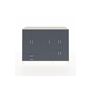 Kronos Dolap 12 Raflı 2 Çekmeceli 7 Kapaklı 220x59x163 Aytaşı-antrasit