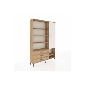 Arges Dolap 9 Raflı 3 Çekmeceli Tek Kapaklı  132x30x195 Çam-aytaşı/çam