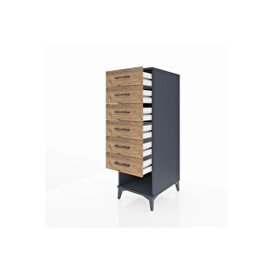 Kronos Dolap 6 Çekmeceli 44x59x134 Antrasit-çam