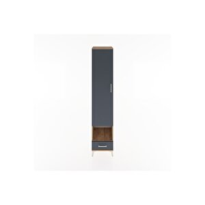 Hyperion Dolap 6 Raflı Tek Çekmeceli Tek Kapaklı 44x44x221 Çam-antrasit