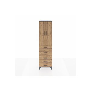 Arges Dolap 2 Raflı 5 Çekmeceli 2 Kapaklı 60x30x221 Antrasit-çam