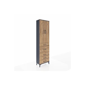 Arges Dolap 2 Raflı 5 Çekmeceli 2 Kapaklı 60x30x221 Antrasit-çam