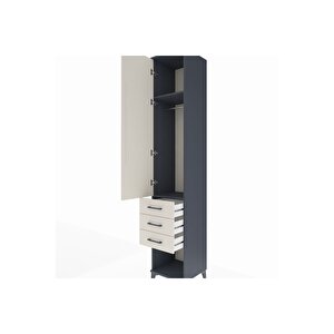 Hyperion Dolap 2 Raflı 3 Çekmeceli Tek Askılı 44x44x243 Antrasit-aytaşı