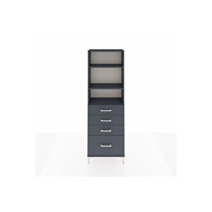 Arges Dolap 3 Raflı 4 Çekmeceli 60x30x182 Antrasit-antrasit