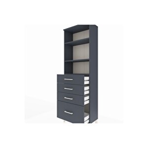 Arges Dolap 3 Raflı 4 Çekmeceli 60x30x182 Antrasit-antrasit