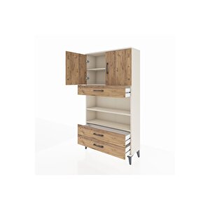 Arges Dolap 4 Raflı 3 Çekmeceli 2 Kapaklı 88x30x163 Aytaşı-çam