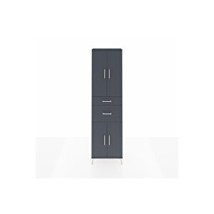 Arges Dolap 4 Raflı 2 Çekmeceli 4 Kapaklı 60x30x221 Antrasit-antrasit