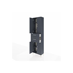 Arges Dolap 4 Raflı 2 Çekmeceli 4 Kapaklı 60x30x221 Antrasit-antrasit