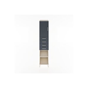 Hyperion Dolap 3 Raflı 4 Çekmeceli Tek Kapaklı 44x44x221 Aytaşı-antrasit