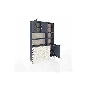 Arges Dolap 9 Raflı 4 Çekmeceli 3 Kapaklı 132x30x195 Antrasit-antrasit/aytaşı