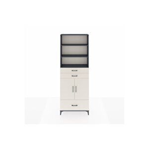 Arges Dolap 5 Raflı 3 Çekmeceli 2 Kapaklı 88x30x243 Antrasit-aytaşı