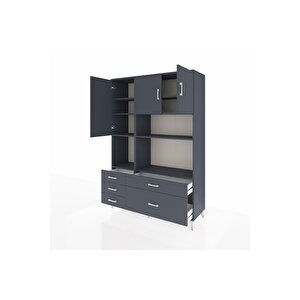 Hyperion Gardrop 8 Raflı 5 Çekmeceli 3 Kapaklı 132x44x195 Antrasit-antrasit