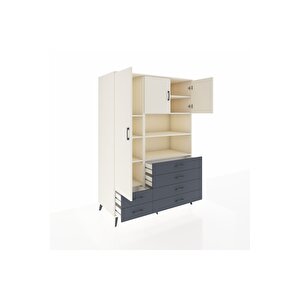 Kronos Dolap 8 Raflı 6 Çekmeceli 3 Kapaklı 132x59x195 Aytaşı-aytaşı/antrasit