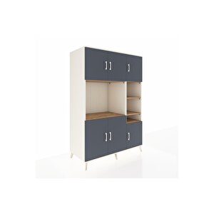 Kronos Dolap 10 Raflı 6 Kapaklı 132x59x195 Aytaşı-antrasit/çam