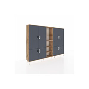 Arges Dolap 14 Raflı 8 Kapaklı 220x30x163 Çam-antrasit/çam