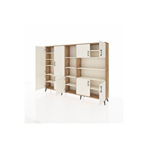 Arges Dolap 14 Raflı 9 Kapaklı 220x30x163 Çam-aytaşı