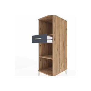 Kronos Dolap 2 Raflı Tek Çekmeceli 44x59x134 Çam-antrasit