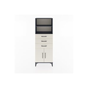 Arges Dolap 3 Raflı 3 Çekmeceli 2 Kapaklı 60x30x163 Antrasit-aytaşı