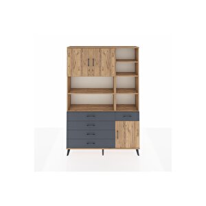 Arges Dolap 9 Raflı 5 Çekmeceli 3 Kapaklı 132x30x195 Çam-çam/antrasit