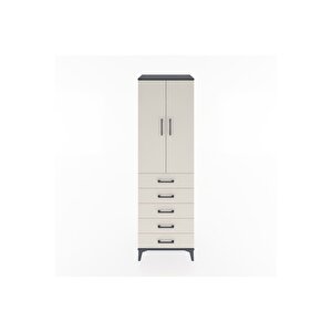 Hyperion Dolap 3 Raflı 5 Çekmeceli 2 Kapaklı 60x44x195 Antrasit-aytaşı