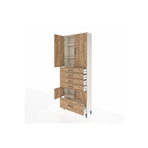 Arges Dolap 4 Raflı 5 Çekmeceli 4 Kapaklı 88x30x243 Aytaşı-çam