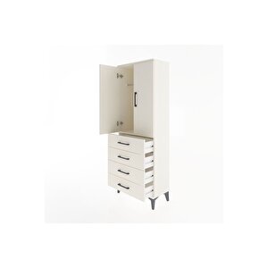 Arges Dolap Tek Raflı 4 Çekmeceli Tek Askılı 60x30x163 Aytaşı-aytaşı