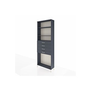 Arges Dolap 3 Raflı 4 Çekmeceli 88x30x243 Antrasit-antrasit