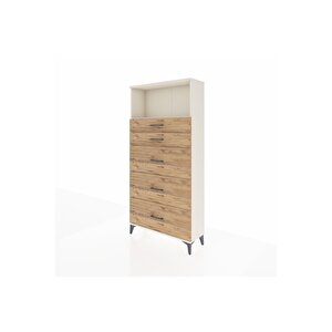 Arges Dolap Tek Raflı 5 Çekmeceli 88x30x182 Aytaşı-çam