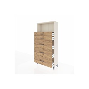 Arges Dolap Tek Raflı 5 Çekmeceli 88x30x182 Aytaşı-çam