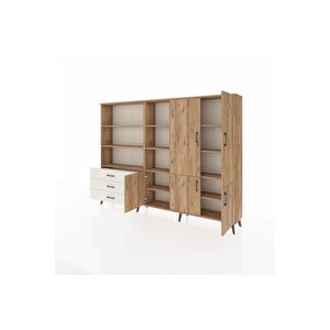 Arges Dolap 11 Raflı 3 Çekmeceli 5 Kapaklı 220x30x163 Çam-çam/aytaşı