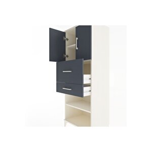 Hyperion Dolap 3 Raflı 2 Çekmeceli 2 Kapaklı 60x44x163 Aytaşı-antrasit