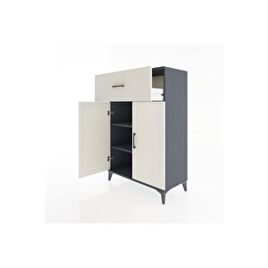 Hyperion Dolap 2 Raflı Tek Çekmeceli 2 Kapaklı 88x44x134 Antrasit-aytaşı