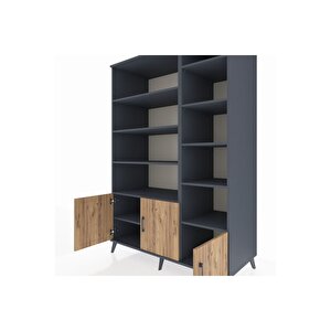 Kronos Dolap 10 Raflı 3 Kapaklı 132x59x195 Antrasit-çam/antrasit