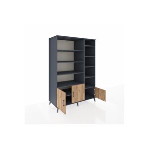Kronos Dolap 10 Raflı 3 Kapaklı 132x59x195 Antrasit-çam/antrasit