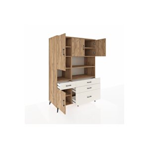 Kronos Dolap 9 Raflı 4 Çekmeceli 4 Kapaklı 132x59x195 Çam-çam/aytaşı