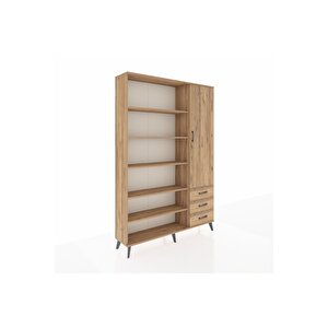 Arges Gardrop 9 Raflı 3 Çekmeceli Tek Kapaklı  132x30x195 Çam-çam