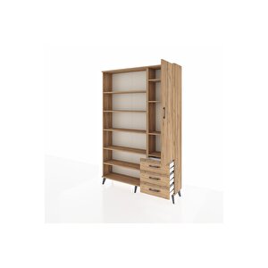 Arges Gardrop 9 Raflı 3 Çekmeceli Tek Kapaklı  132x30x195 Çam-çam