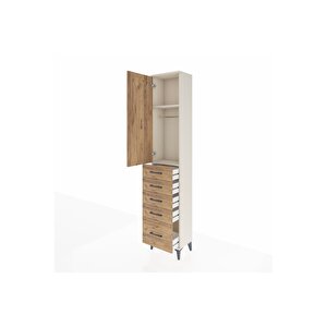 Arges Dolap 2 Raflı 5 Çekmeceli Tek Askılı 44x30x221 Aytaşı-çam