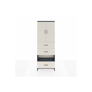 Arges Dolap 4 Raflı 3 Çekmeceli 2 Kapaklı 88x30x243 Antrasit-aytaşı