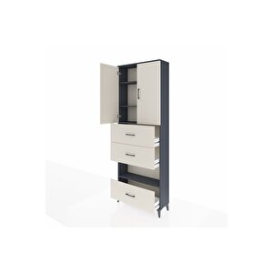 Arges Dolap 4 Raflı 3 Çekmeceli 2 Kapaklı 88x30x243 Antrasit-aytaşı