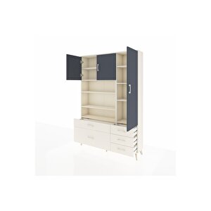 Arges Dolap 9 Raflı 5 Çekmeceli 3 Kapaklı 132x30x195 Aytaşı-antrasit/aytaşı