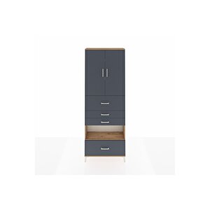 Arges Dolap 4 Raflı 4 Çekmeceli 2 Kapaklı 88x30x243 Çam-antrasit