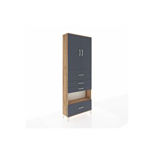 Arges Dolap 4 Raflı 4 Çekmeceli 2 Kapaklı 88x30x243 Çam-antrasit