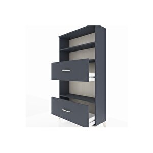 Arges Dolap 3 Raflı 2 Çekmeceli 88x30x163 Antrasit-antrasit