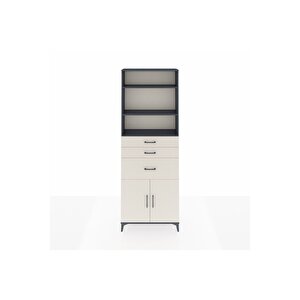 Arges Dolap 4 Raflı 3 Çekmeceli 2 Kapaklı 88x30x243 Antrasit-aytaşı