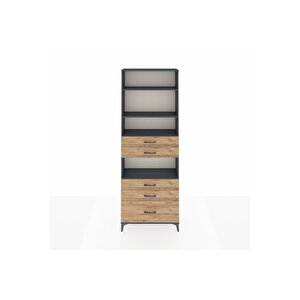Arges Dolap 4 Raflı 5 Çekmeceli 88x30x243 Antrasit-çam