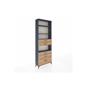 Arges Dolap 4 Raflı 5 Çekmeceli 88x30x243 Antrasit-çam