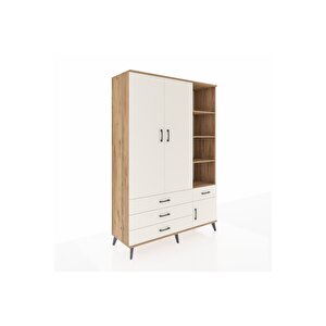 Hyperion Gardrop 5 Raflı 4 Çekmeceli Tek Askılı 132x44x195 Çam-aytaşı