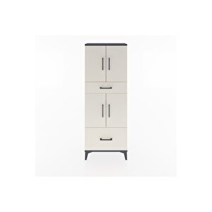 Arges Dolap 4 Raflı 2 Çekmeceli 4 Kapaklı 60x30x163 Antrasit-aytaşı