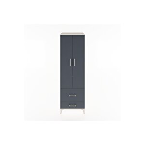 Hyperion Dolap 2 Raflı 2 Çekmeceli Tek Askılı 60x44x195 Aytaşı-antrasit